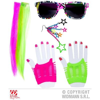 WIDMANN 01157 Conjunto de disfraz Neon de los 80 - Colores brillantes WIDMANN 01157 Conjunto de disfraz Neon de los 80 - Colores brillantes