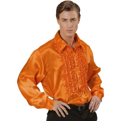 e-Carnavalskleding.nl Chemisier en satin orange Rouche Disco M-L - Chemise - Publicité e-Carnavalskleding.nl Chemisier en satin orange Rouche Disco M-L - Chemise - Publicité