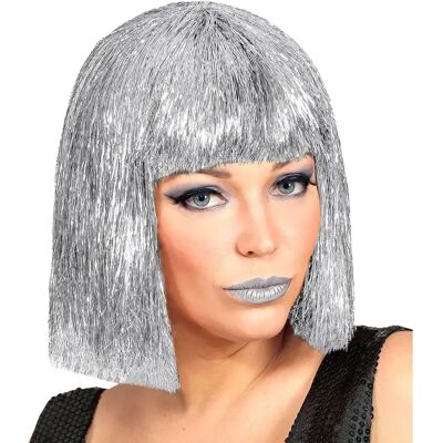 Brand Model Silver Glitter Disco Wig - Wig Brand Model Silver Glitter Disco Wig - Wig