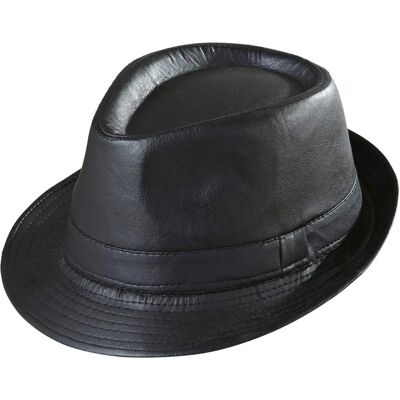 Unisex svart gangsterhatt i skinnimitation - Hatt-typ Unisex svart gangsterhatt i skinnimitation - Hatt-typ
