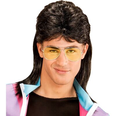 Perücke Noire Années 80 avec Lunettes - Widmann Perücke Noire Années 80 avec Lunettes - Widmann