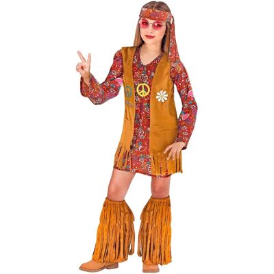 Disfraz hippie de niña Tracy de Widmann - Vestido con flecos Disfraz hippie de niña Tracy de Widmann - Vestido con flecos