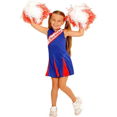 Costume da cheerleader blu e rosso per bambini 128cm Costume da cheerleader blu e rosso per bambini 128cm