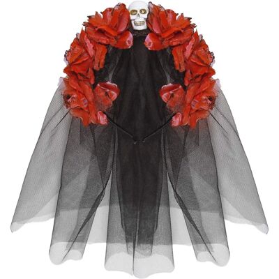 My Other Me Red Flowers Skull Headdress - Dia de los muertos My Other Me Red Flowers Skull Headdress - Dia de los muertos
