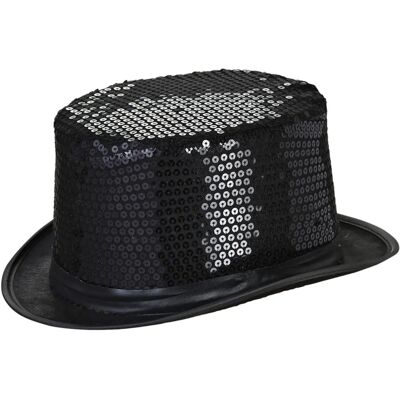 My Other Me Black Top Hat - Sequined Adult Costume Accessory My Other Me Black Top Hat - Sequined Adult Costume Accessory