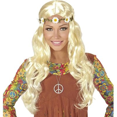 Widmann WDM04658 - Paruque hippie blonde avec bandeau de fleurs - Accessoire de costume Widmann WDM04658 - Paruque hippie blonde avec bandeau de fleurs - Accessoire de costume