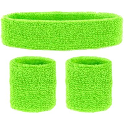 Set Fascia e Polsini Verde Fluorescente Widmann - Accessorio 80s Set Fascia e Polsini Verde Fluorescente Widmann - Accessorio 80s