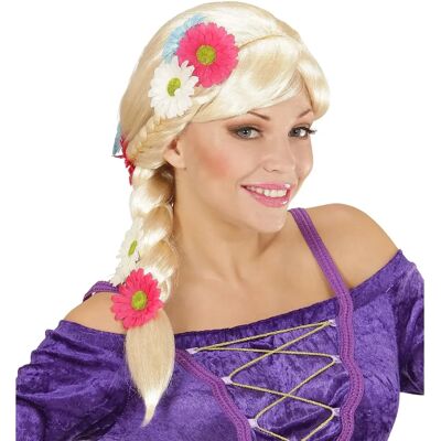 Szopka Rapunzel blond warkocz i kwiaty - Włosy kostiumowe Szopka Rapunzel blond warkocz i kwiaty - Włosy kostiumowe