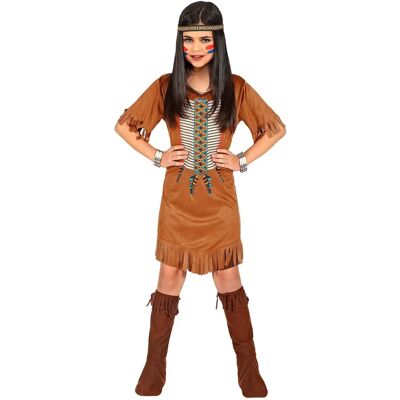 Marca Modello - Vestito da indiana marrone con frange per bambine 140cm - Vestito Marca Modello - Vestito da indiana marrone con frange per bambine 140cm - Vestito
