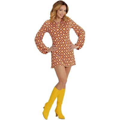 Costume rétro des années 70 de Widmann - Motif psychédélique, Robe courte, Orange - Publicité Costume rétro des années 70 de Widmann - Motif psychédélique, Robe courte, Orange - Publicité