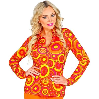 Brand Model - Long Sleeve Shirt with Colorful Circles - 70s Style Brand Model - Long Sleeve Shirt with Colorful Circles - 70s Style