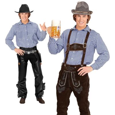 Chemise à Carreaux Bleu Blanc Finidi - Oktoberfest - Publicité Chemise à Carreaux Bleu Blanc Finidi - Oktoberfest - Publicité