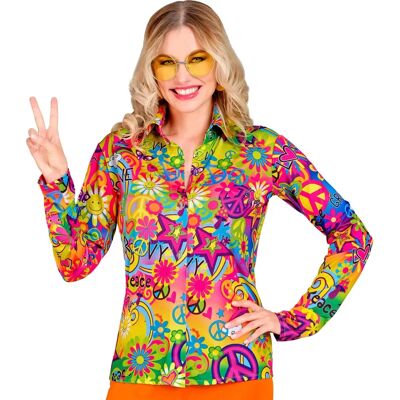 Finidi 70-tals Peace & Love Dam XXL Skjorta - Skjorte Finidi 70-tals Peace & Love Dam XXL Skjorta - Skjorte