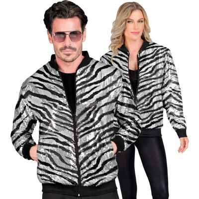 Widmann Zilveren gestreepte pailletten bomberjack - Bomberjacke Widmann Zilveren gestreepte pailletten bomberjack - Bomberjacke