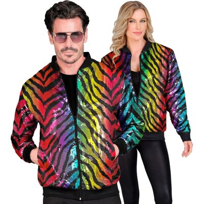 Widmann Regenboog Tiger Party Pailletten Bomberjacke - Bomberjacke Widmann Regenboog Tiger Party Pailletten Bomberjacke - Bomberjacke