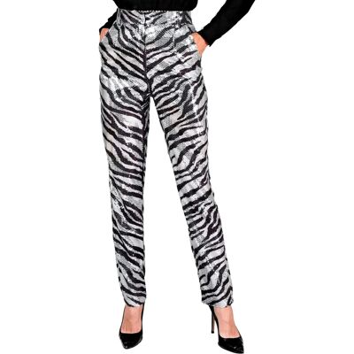 Pantalon à paillettes Mara Zebra Argent - Femme Pantalon à paillettes Mara Zebra Argent - Femme