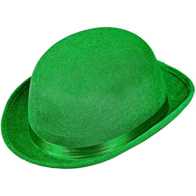 Chapeau Bowler Vert en Velours pour la Saint-Patrick Chapeau Bowler Vert en Velours pour la Saint-Patrick