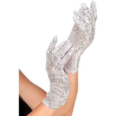 Gants à paillettes argentés Widmann - Pour Halloween et Fêtes Gants à paillettes argentés Widmann - Pour Halloween et Fêtes