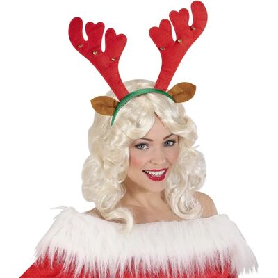 Serre-tête Renne Rouge avec Cloches et Oreilles - Bandeau Serre-tête Renne Rouge avec Cloches et Oreilles - Bandeau