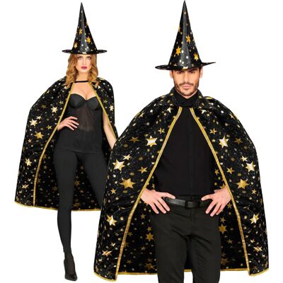 Manta de mago Ti-Ta con estrellas negra para fiesta de disfraces 70cm unisex Manta de mago Ti-Ta con estrellas negra para fiesta de disfraces 70cm unisex