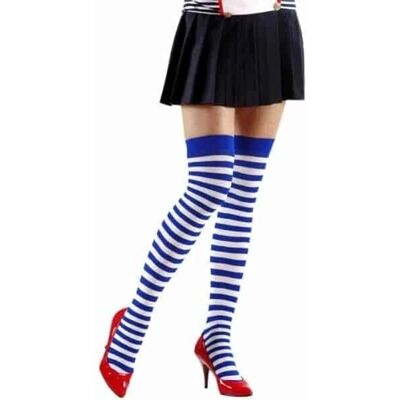 Widmann - Parigina Media a Righe Bianche e Blu - Knee-high stockings Widmann - Parigina Media a Righe Bianche e Blu - Knee-high stockings