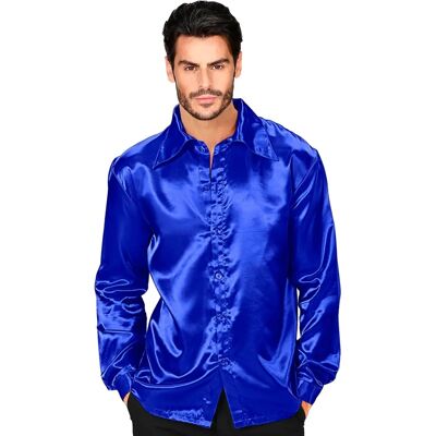 Camicia in raso blu Finidi anni '70 - Top Camicia in raso blu Finidi anni '70 - Top