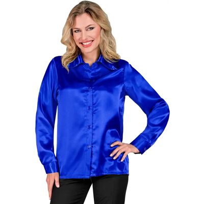 Blouse en satin bleu Finidi style disco 70s - Femme Blouse en satin bleu Finidi style disco 70s - Femme