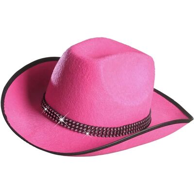Rosa filt cowboyhatt med strassband - Hatt Rosa filt cowboyhatt med strassband - Hatt