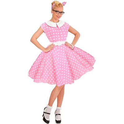 Widmann 50s Rock'n'Roll Roze Jurk met Petticoat & Accessoires - Kostuum Widmann 50s Rock'n'Roll Roze Jurk met Petticoat & Accessoires - Kostuum