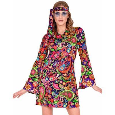 Vestido hippie neon XL de Widmann con diadema - vestido Vestido hippie neon XL de Widmann con diadema - vestido