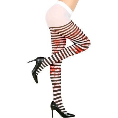 Collants rayés noir et blanc avec sang - pantyhose Collants rayés noir et blanc avec sang - pantyhose