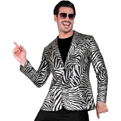 Veste zèbre argentée - Costume de fête ou veste à motif animal Veste zèbre argentée - Costume de fête ou veste à motif animal
