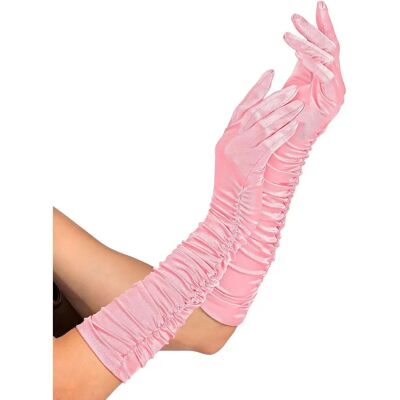 Gants plissés en satin rose - Gants Gants plissés en satin rose - Gants