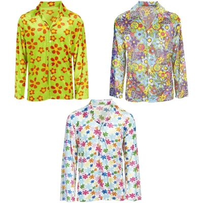 Camisa hippie de flores de terciopelo Widmann - M-L Camisa hippie de flores de terciopelo Widmann - M-L