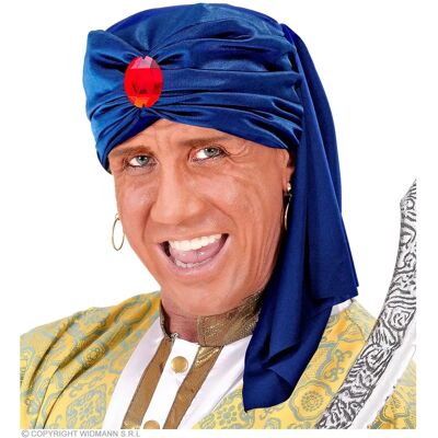 Turban Ali Baba od Widmann - Modrý textil, kámen, doplněk na party Turban Ali Baba od Widmann - Modrý textil, kámen, doplněk na party