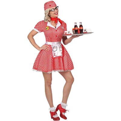 Costume da Cameriera Anni '50 - Rosso & Bianco - Festa a Tema 50s Costume da Cameriera Anni '50 - Rosso & Bianco - Festa a Tema 50s