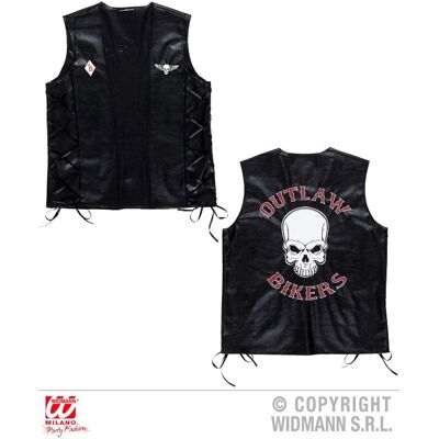 Gilet de motard noir unisexe - Déguisement ou fête - 67cm - Publicité Gilet de motard noir unisexe - Déguisement ou fête - 67cm - Publicité