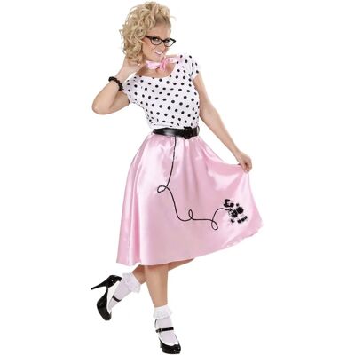 Déguisement Vintage Pink Ladies Années 50 - Robe, Jupe à pois, Foulard - Publicité Déguisement Vintage Pink Ladies Années 50 - Robe, Jupe à pois, Foulard - Publicité