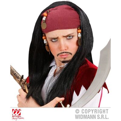 WIDMANN 6289C Schwarze Piratenperücke mit Bandana WIDMANN 6289C Schwarze Piratenperücke mit Bandana