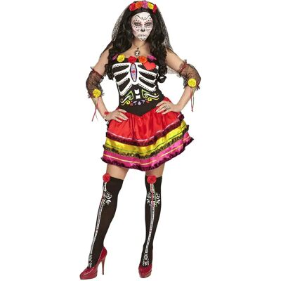 Widmann Donna Día de los Muertos - Costume, Guanti, Capelli Widmann Donna Día de los Muertos - Costume, Guanti, Capelli