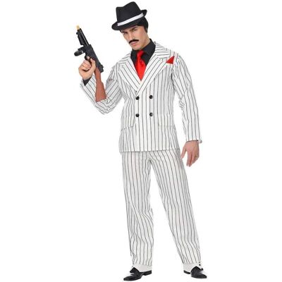 Costume de Gangster Blanc Rayé Widmann - Années 30 Hommes Costume de Gangster Blanc Rayé Widmann - Années 30 Hommes