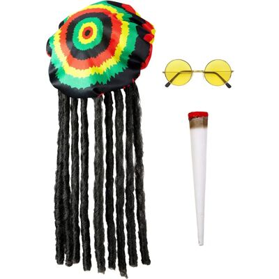 Widmann Rastafari Kostümset - Hut mit Dreadlocks, Brille, Joint Widmann Rastafari Kostümset - Hut mit Dreadlocks, Brille, Joint