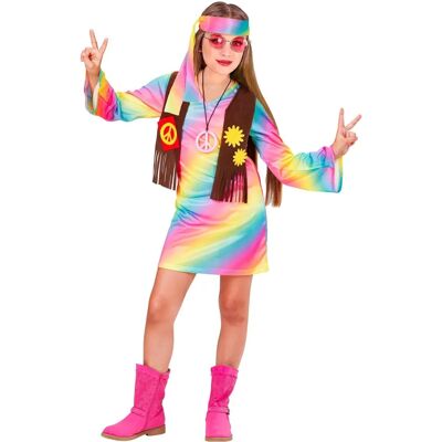 Costume hippie Widmann per ragazze - Vestito multicolore con gilet e fascia Costume hippie Widmann per ragazze - Vestito multicolore con gilet e fascia
