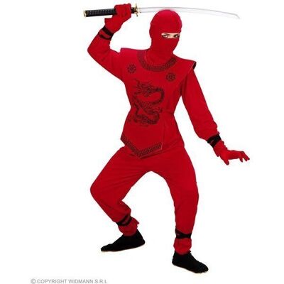 Costume di Ninja Rosso Widmann - Camicia, Pantaloni, Maschera, Gilet, Laccetti Costume di Ninja Rosso Widmann - Camicia, Pantaloni, Maschera, Gilet, Laccetti