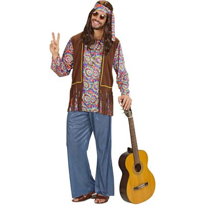 Widmann Mens Hippie Psychedelic Costume - Bell Bottoms, Shirt, Vest, Headband Widmann Mens Hippie Psychedelic Costume - Bell Bottoms, Shirt, Vest, Headband