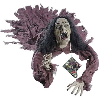 Dekoracja Czarownica na Halloween JADEO - Zielona z Dźwiękiem i Światłem Dekoracja Czarownica na Halloween JADEO - Zielona z Dźwiękiem i Światłem