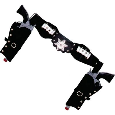 Holster de cowboy noir Widmann - Double poche pour accessoires - Publicité Holster de cowboy noir Widmann - Double poche pour accessoires - Publicité