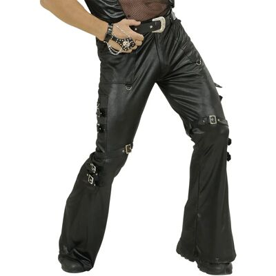 Pantalones Rockeros - Aspecto de Cuero Sintético Negro - Pantalones Pantalones Rockeros - Aspecto de Cuero Sintético Negro - Pantalones