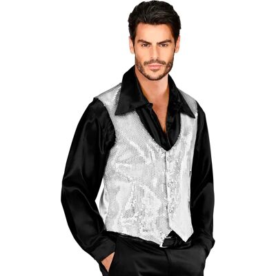Buttinette Silver Sequin Vest - Unisex Disco Party Wear Buttinette Silver Sequin Vest - Unisex Disco Party Wear