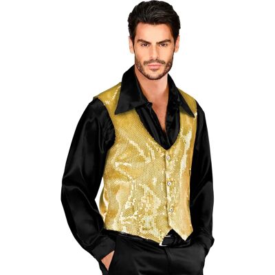 buttinette Gouden Paillettenvest voor Heren - Met Satijnen Achterkant buttinette Gouden Paillettenvest voor Heren - Met Satijnen Achterkant